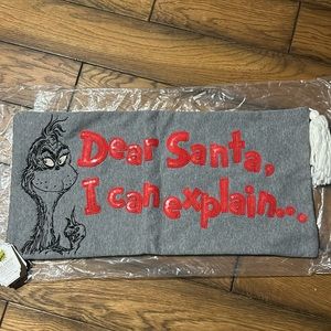 Pottery Barn The Grinch Dr. Seuss Dear Santa Pillow Cover BNWT